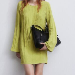 H&M Crinkled Dress Lime Green Sizes S, M, XL NWT